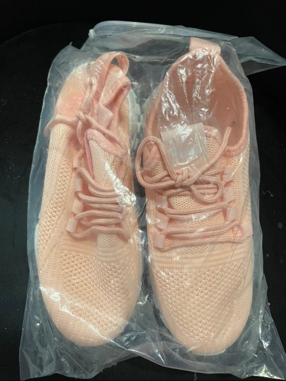 Fashionomics Peach Pink Knit Lace-Up Sneakers